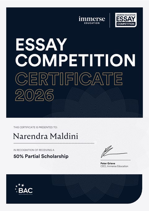 Immerse Education Essay Competition - Scholar's Laureate award