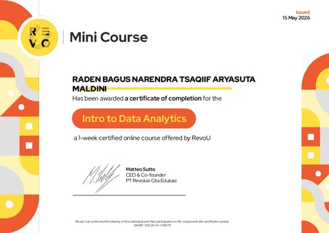 Intro to Data Analytics certificate